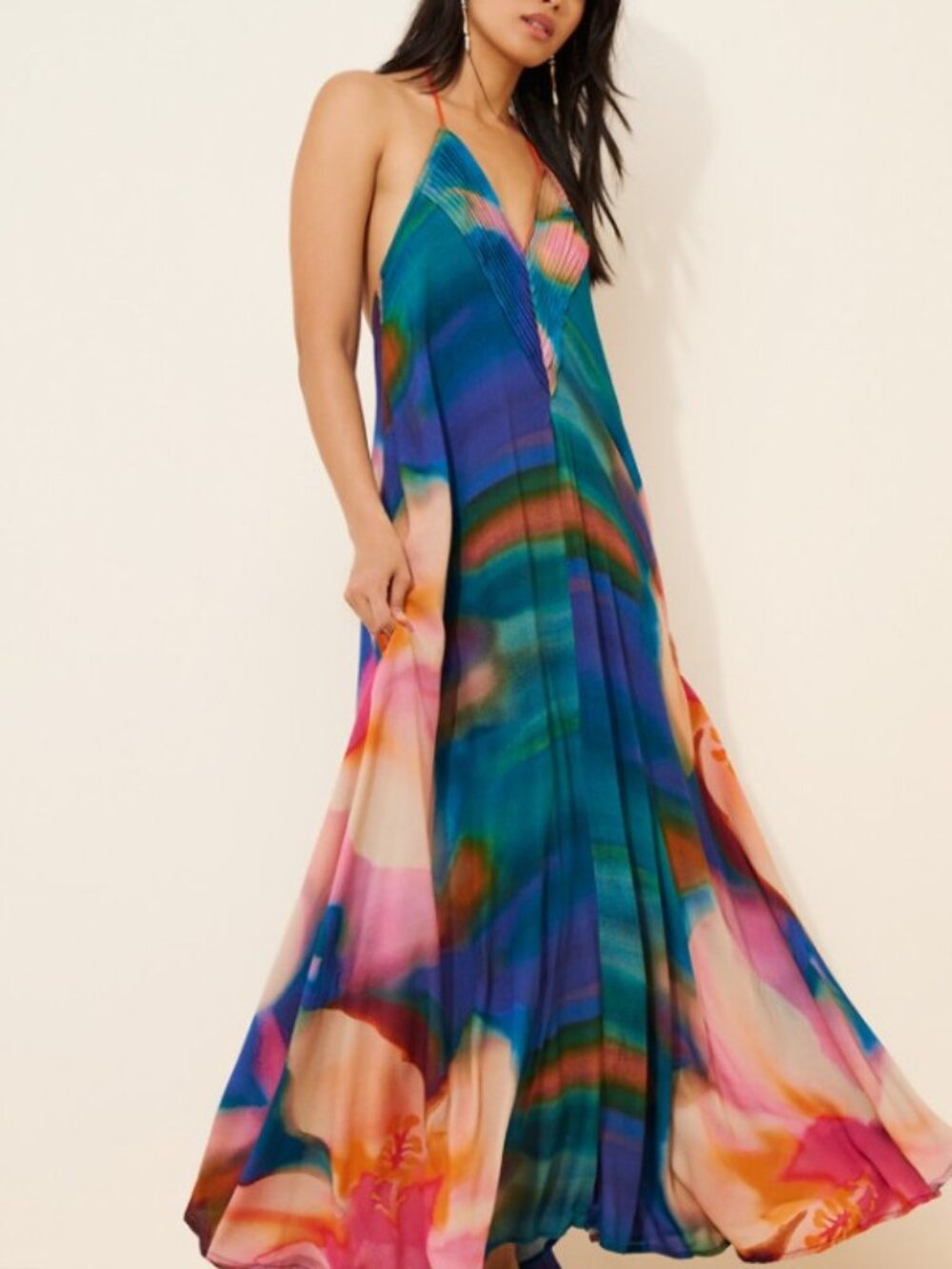 Free People Catalina Maxi Dress Tie Dye Multicolor Boho